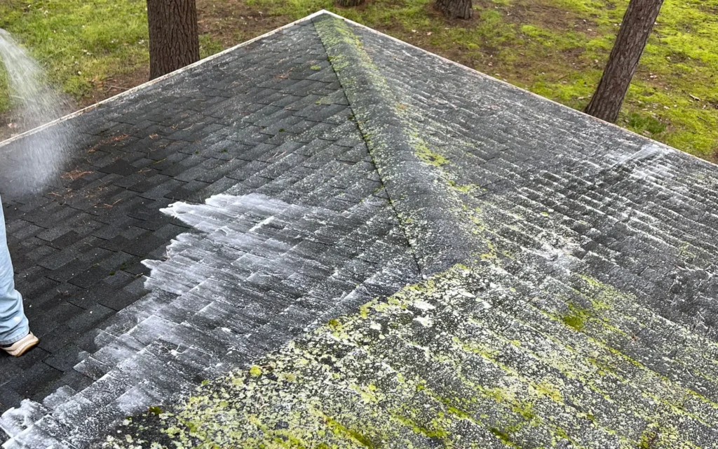 Pressure washing service by McLouth Services LLC, showcasing a clean home exterior in Western Michigan.